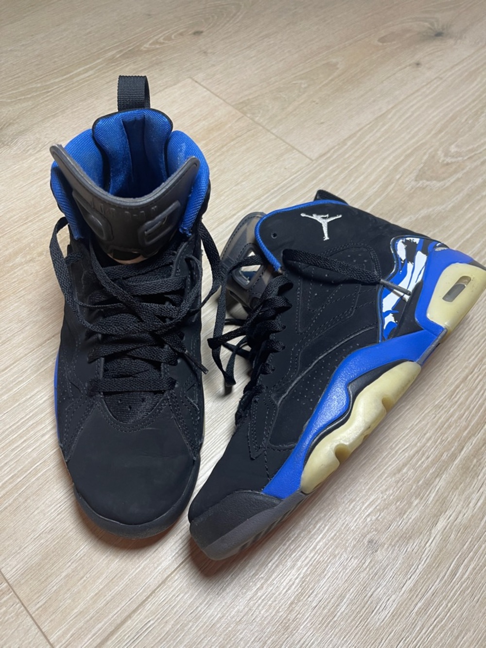 Air Jordan Retro Sneakers in Black & Royal Blue Size: 9